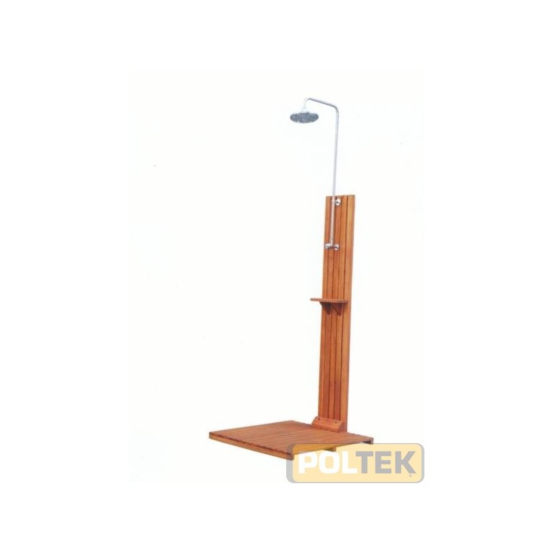 DOCCIA LEGNO CON PEDANA E PORTAOGGETTI 80x80x220