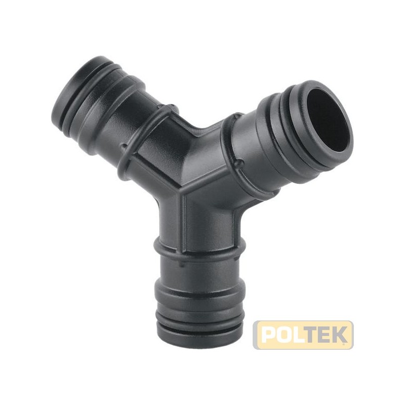 Per unire tre linee di tubo con portagomma di grande portata.