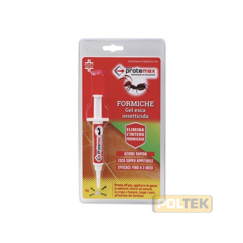 Caratteristiche: è un’esca gel insetticida pronto all’uso, altamente appetibile per le formiche, ricca di sostanze nutritiv