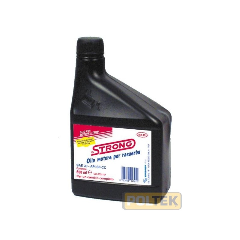 Olio minerale di alta raffinazione con gradazione SAE 30, specificamente formulato e sviluppato per motori a 4 tempi raffreddati