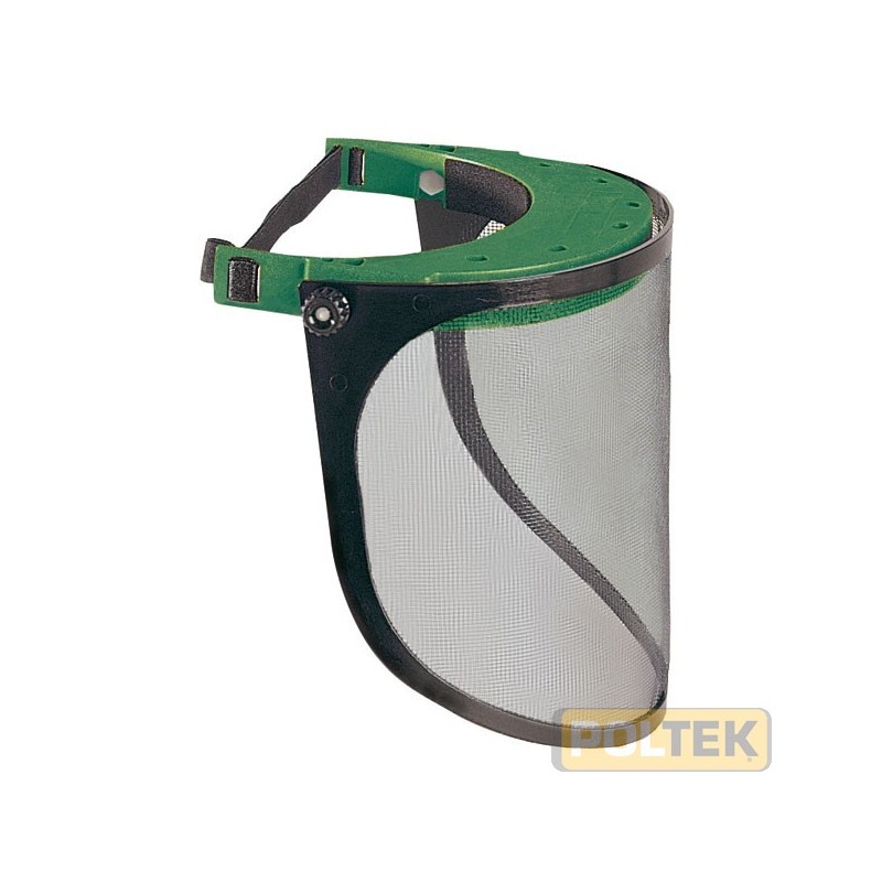 Visiera protettiva in rete omologata CE a norma EN 1731-F, regolabile con appoggiafronte in spugna, robusta e leggera.