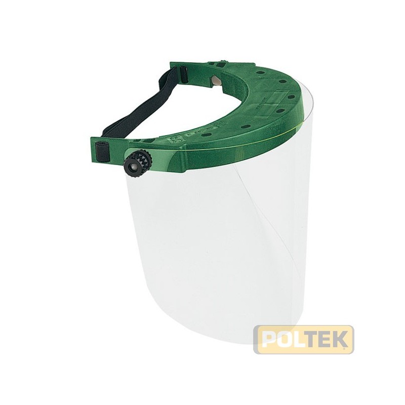 Visiera protettiva in policarbonato omologata CE a norma EN 166, classe ottica 1 e resistenza meccanica B, regolabile, antiappan