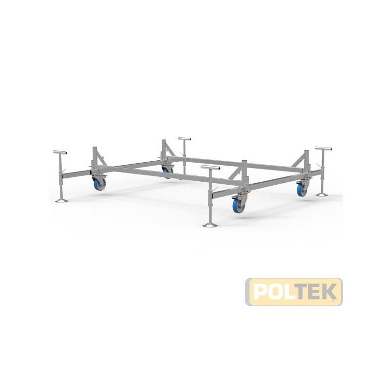Dimensioni ingombro 2,20 x 1,37 (ruote), 1,87 (con piedini regolaibili estraibili, di serie)