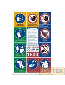 CARTELLO CANTIERE 11 SIMBOLI COVID-19 cm 88x138