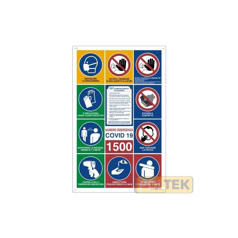 CARTELLO CANTIERE 11 SIMBOLI COVID-19 cm 88x138