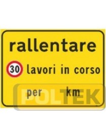 SEGNALE METALLICO CANTIERE RALLENTARE LAVORI cm 120x90