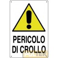 CARTELLO EDILIZIA "PERICOLO DI CROLLO" cm 40x60
