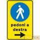 SEGNALE METALLICO CANTIERE "PEDONI A DESTRA" cm 40x60