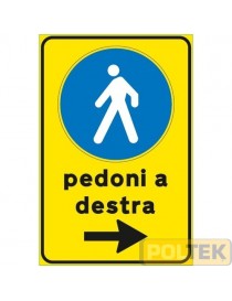 SEGNALE METALLICO CANTIERE "PEDONI A DESTRA" cm 40x60