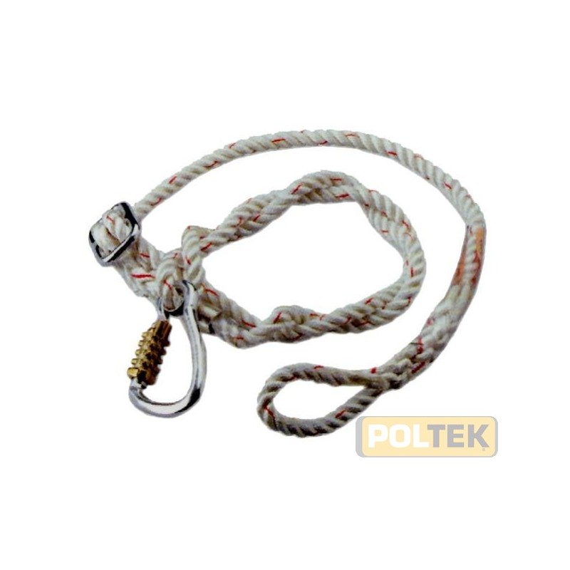 Cordino di posizionamento in nylon ht con diametro 13 mm. Con regolatore di lunghezza in lega leggera e moschettone in lega legg