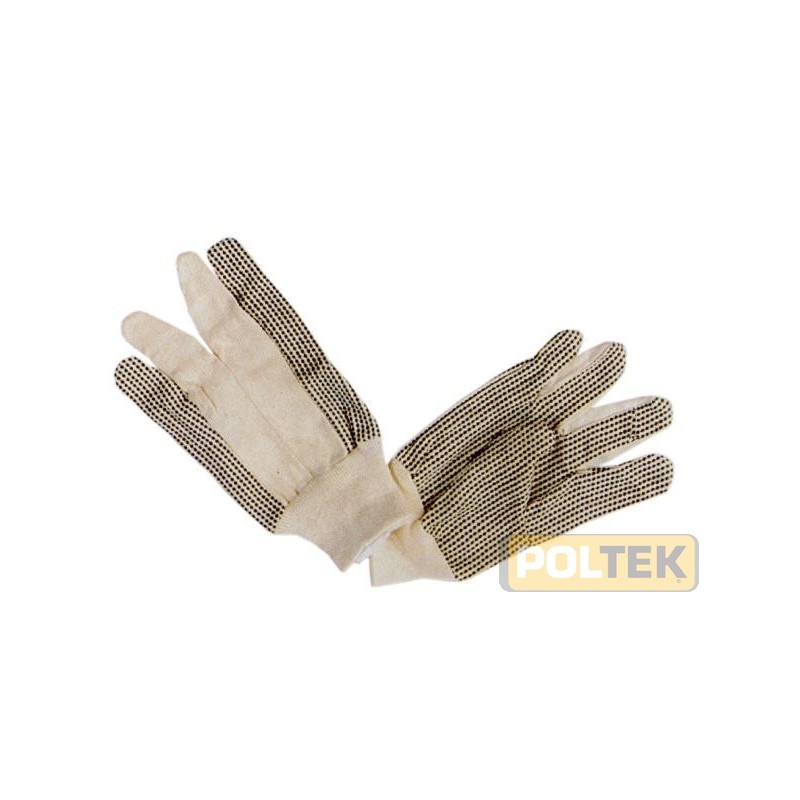 Guanto in tessuto di cotone 8 once con polsino. Palmo puntato in PVC.