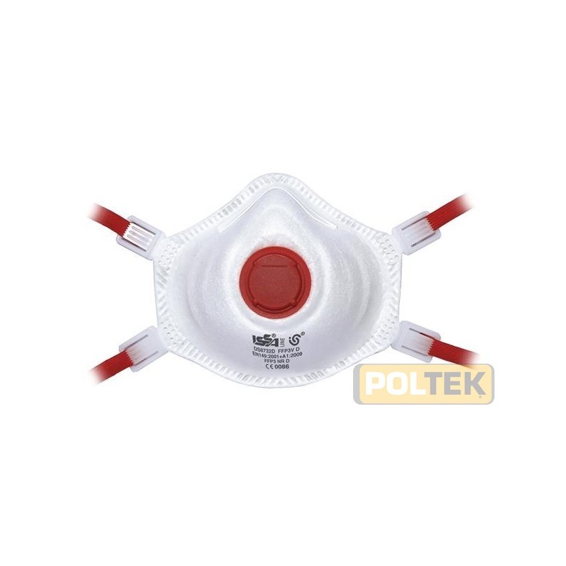 Facciale filtrante EN149 classe FFP3 per polveri molto tossiche (es. amianto, cemento, quarzo), nebbie e fumi a base acquosa. Il