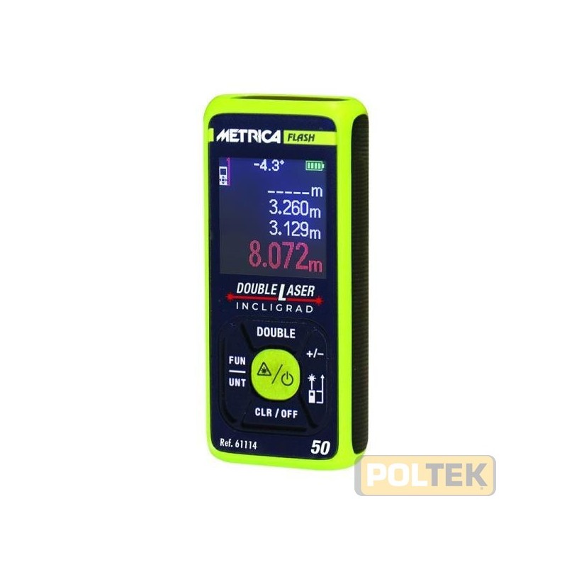 METRICA MISURATORE LASER DOUBLE FLASH 50m