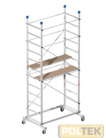 La facilità di spostamento è il suo punto di forza. Piccole dimensioni, altezza m 3,60, grazie alle 4 ruote, tutte con freno, 