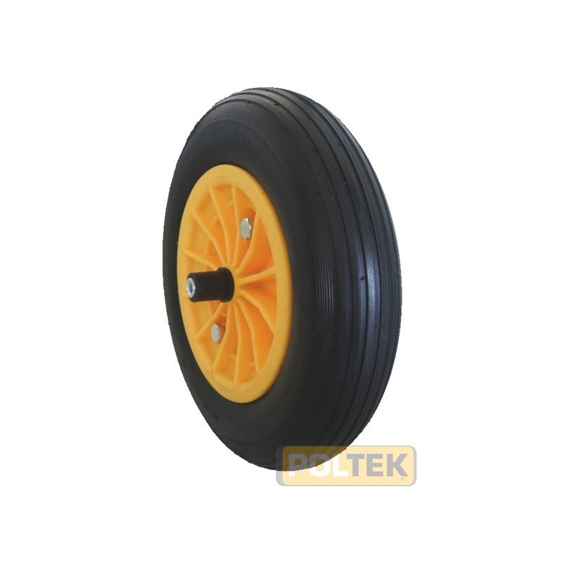 Ruota 350x80 gialla antiforo in poliuretano per carriola Gardenia con camera d'aria in butile, garantisce più a lungo la pressi