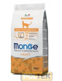 MONGE CAT NATURAL MONOPROTEICO LIGHT TACCHINO 1,5 KG