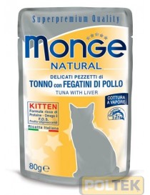 MONGE CAT BUSTA NATURAL tonno/fegatini pollo gr.80