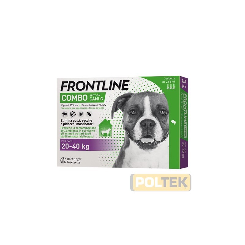 FRONTLINE® COMBO Spot-on Cani è una soluzione insetticida e acaricida in forma spot-on per cani. Grazie alla combinazione dei 
