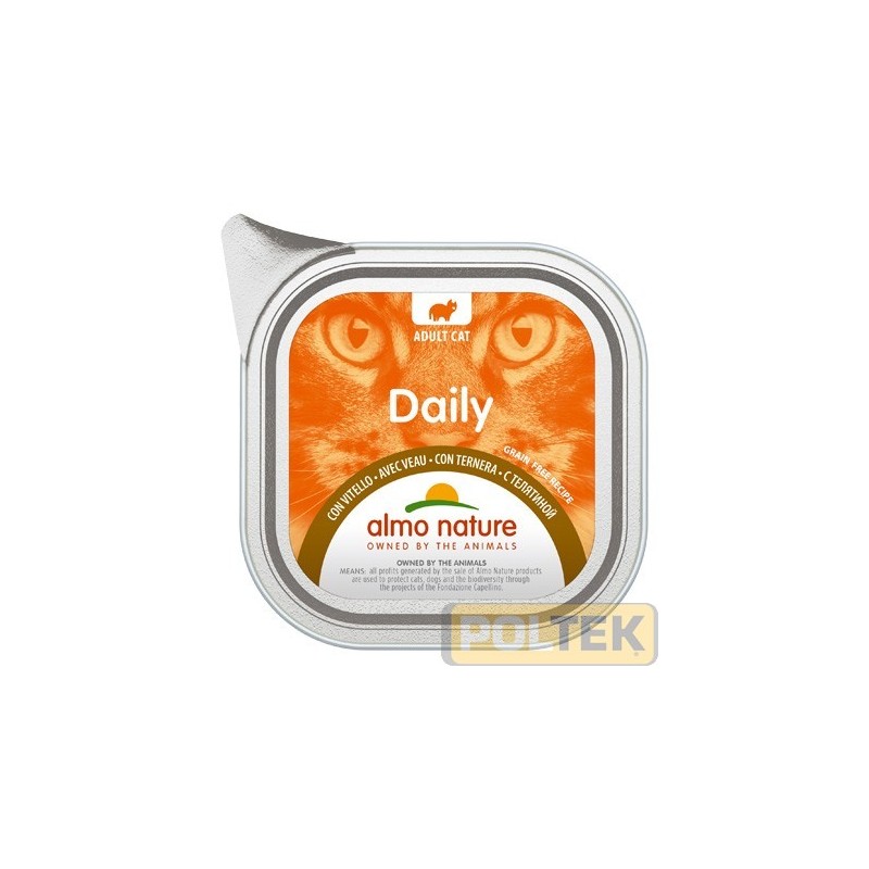 Ingredienti :Carni e derivati 60% (vitello 4%), sostanze minerali, sottoprodotti di origine vegetale (inulina di cicoria 0,07%).