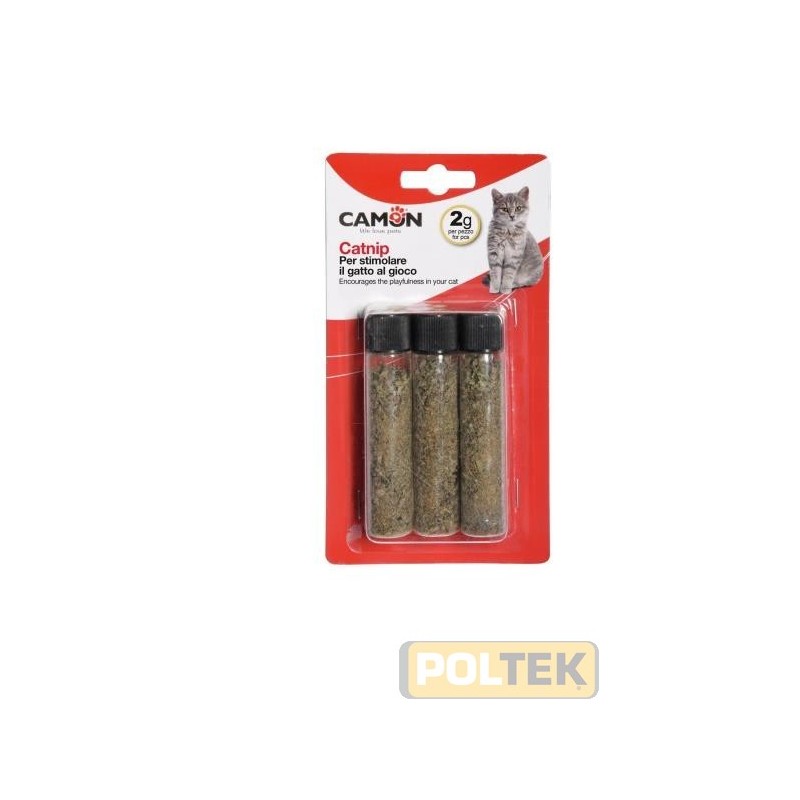 Il catnip consiste in foglie essiccate di erba gatta (Nepeta Cataria), il cui aroma stimola il gatto al gioco ed alla caccia. Po