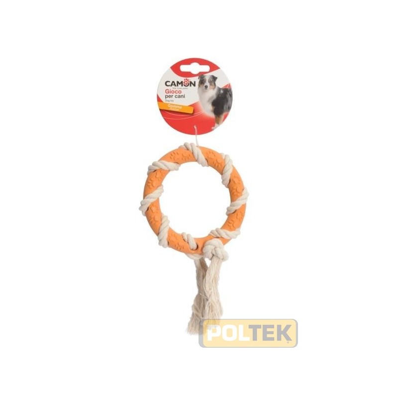 CAMON GIOCO CANE ANELLO GOMMA CON CORDA INTRECCIATA