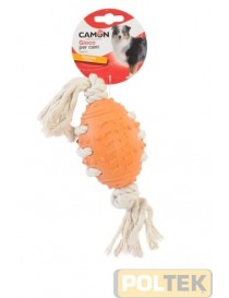 CAMON GIOCO CANE PALLA OVALE CON CORDA INTRECCIATA