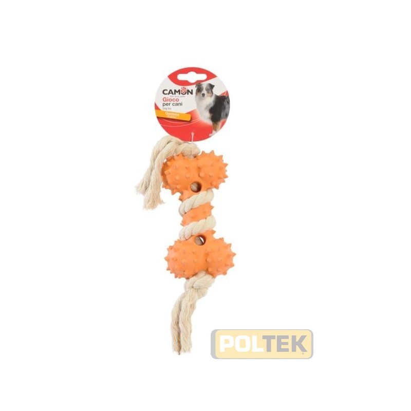 CAMON GIOCO CANE OSSO GOMMA CON CORDA INTRECCIATA