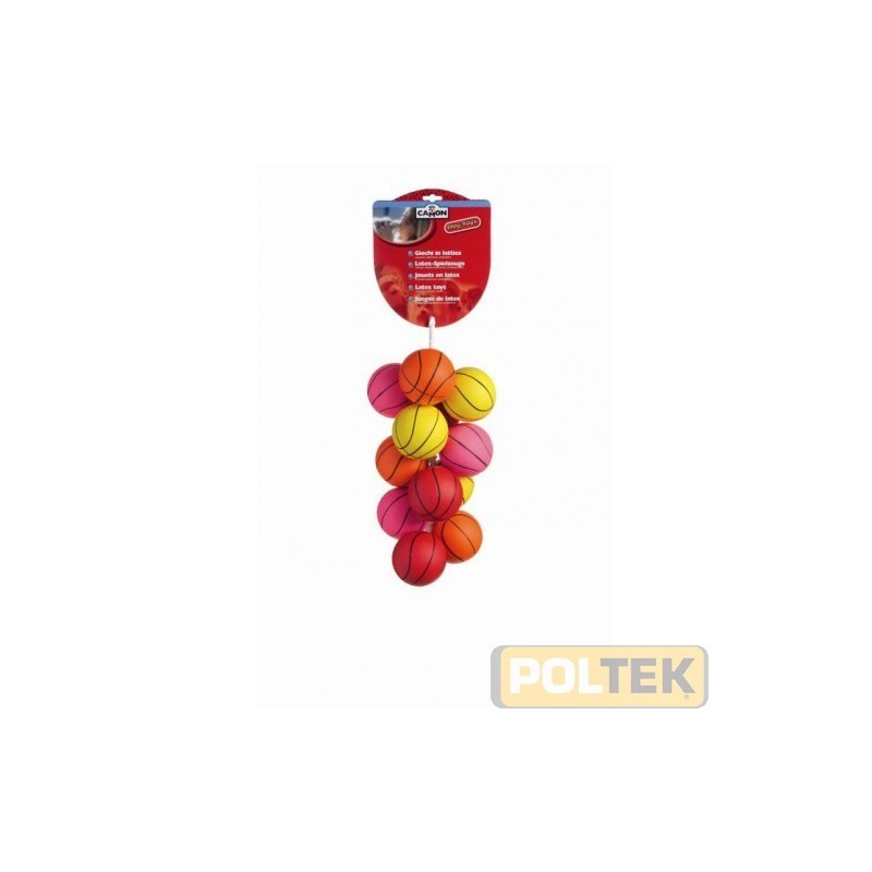 Palla colorate in morbida gomma che riproduce la forma di un palla da basket. Un passatempo sano e divertente per il tuo amico q