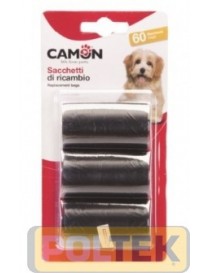CAMON SACCHETTI NERI 3 Rotoli da 20 Sacchetti