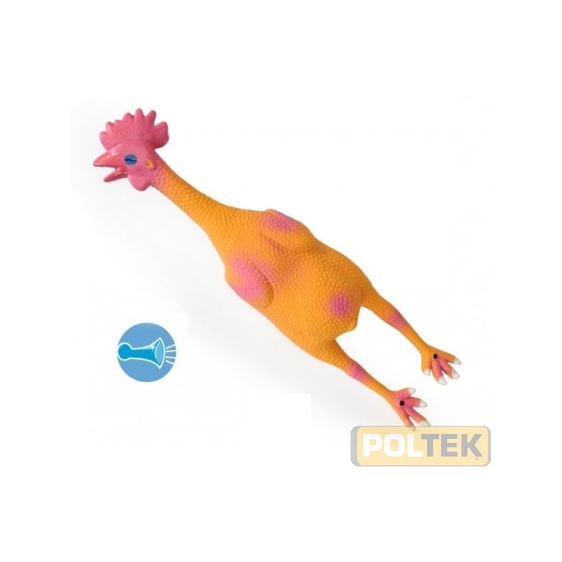 Un divertente gioco sonoro per stimolare il sano movimento del tuo animale: questo pollo in lattice aiuterà il tuo amico quattr