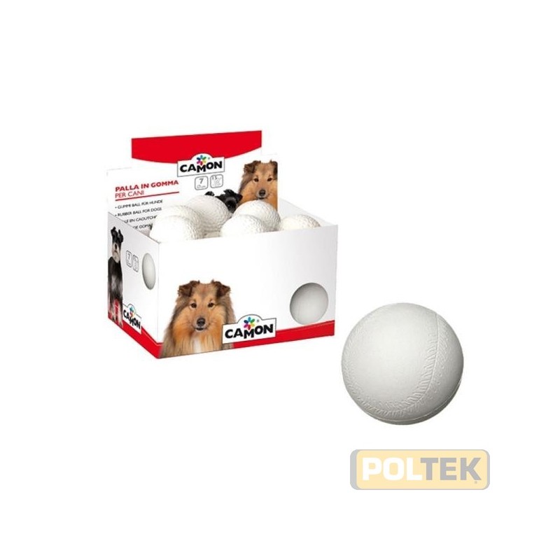 Palla da baseball per cani in resistente gomma. Ideale per far divertire cani di taglia medio piccola.