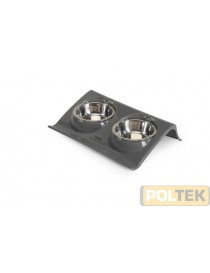 CAMON VASSOIO IN PLASTICA NERO CON DOPPIA CIOTOLA ACCIAIO