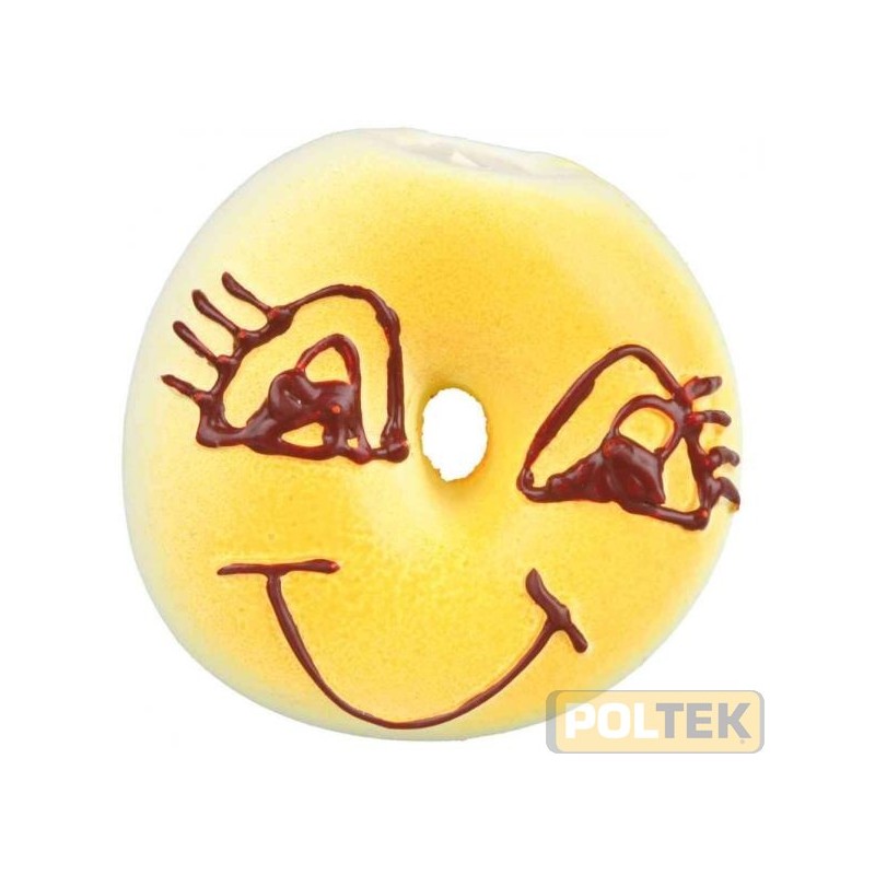 Gioco per cani a forma di ciambellina, in latex, con squittio, disegni assortiti.