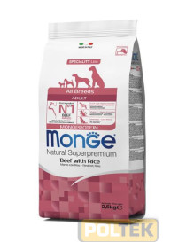 MONGE DOG ALL BREEDS ADULT MONOPROTEICO MANZO RISO Kg. 2,5