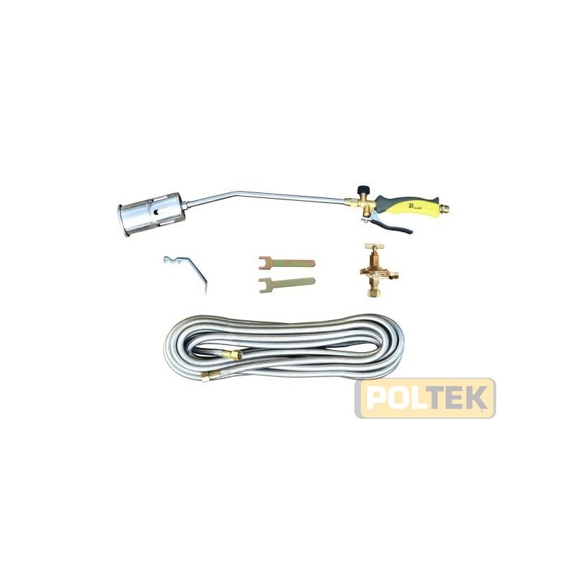 Kit cannello a leva rapida professionale di cm.70 con bruciatore di mm.60, completo di 10 mt. Di tubo corazzato e regolatore ad 