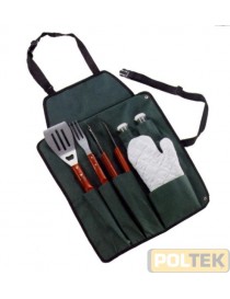 OMPAGRILL GREMBIULE VERDE UTENSILI INOX GRILL pz.6
